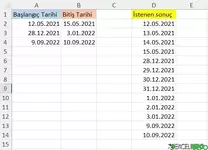 İzin Tarihleri Dizisi Oluşturma