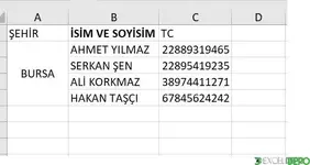 Makro ile hücre birleştirme