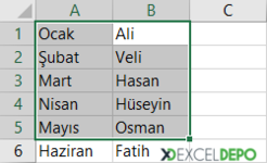 Shift Tuşu ile Satır Sütun Ekleme