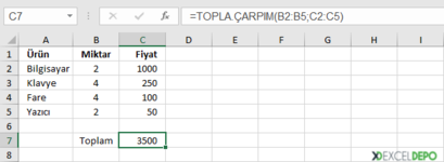 Topla.Çarpım Formülü Nasıl Kullanılır