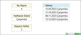 Haftaiçi Günlerine Göre Tarih Listesi Oluşturma