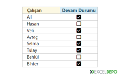 Yerleşik Onay Kutuları Ekleme