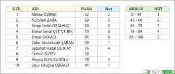 Performans Değerlendirme Puanını Nota Çevirme