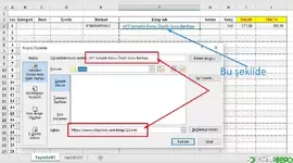 Hücreye Bağlantı İçeren Link Ekleme