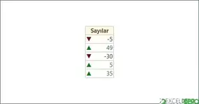 Hücre Biçimlendirmede Pozitif Negatif Oklar Kullanma