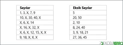 X Yerine Gelmesi Gereken Sayıyı Yazdırma