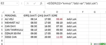 hücre değeri kırmızı ise mantıksal sınama olabilirmi