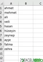 Birleştirilmiş hücrelere formül ile veri çekme