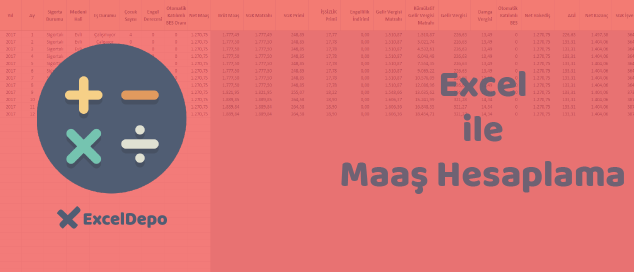 Excel ile Maaş Hesaplama (2017 yılı için)
