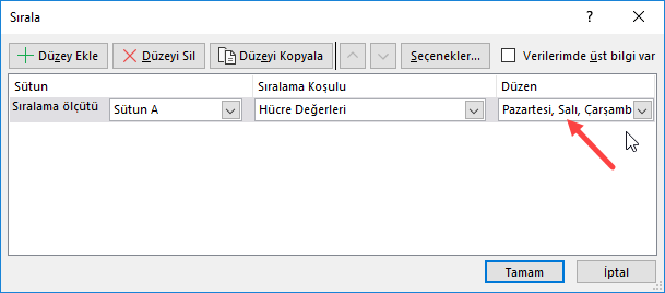 Özel Listelere göre sıralama yapmak Özel Listelere göre sıralama yapmak