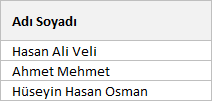 Adı Soyadı ve İkinci Adı Ayırma