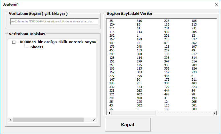 ADO AdoX Katalog ile Excel dosyalarının içeriğini görüntüleme