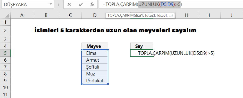 Excel formüllerindeki çift tire işaretleri Excel formüllerindeki çift tire işaretleri