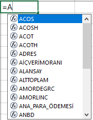 Hücre içine bir formül yazmak