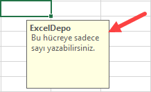 Hücreye mesaj ekleme