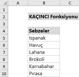 KAÇINCI fonksiyonu