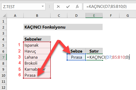 KAÇINCI fonksiyonu
