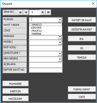 Otopark Takip Programı