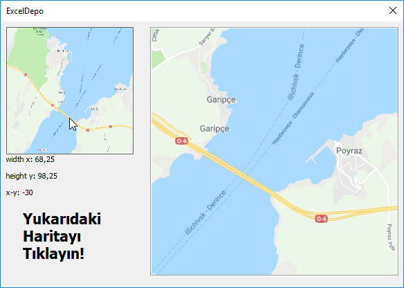 Userform Üzerindeki Haritada Gezinme