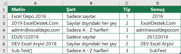 Sayı ve Metinleri Ayırma