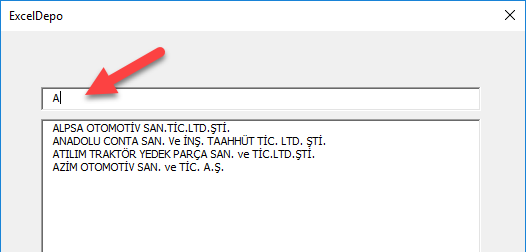 TextBox ile ListBox'ta Süzme