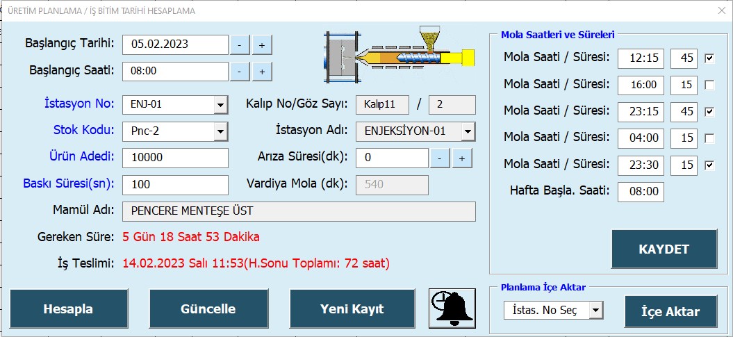 Excel Üretim Planlama Programı