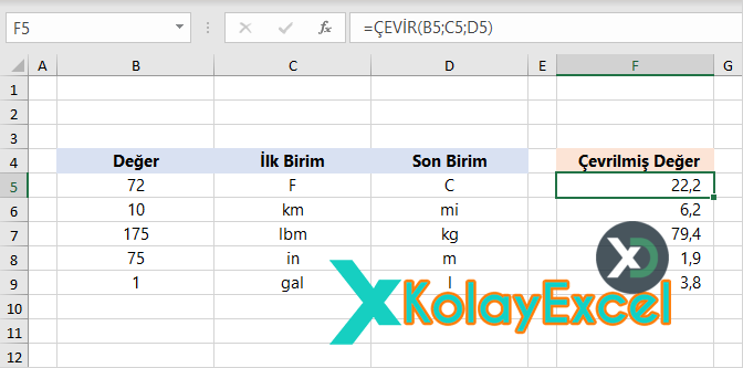 ÇEVİR Fonksiyonu