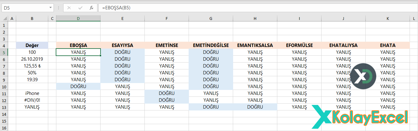 101 Tane Yararlı Excel Fonksiyon Örneği