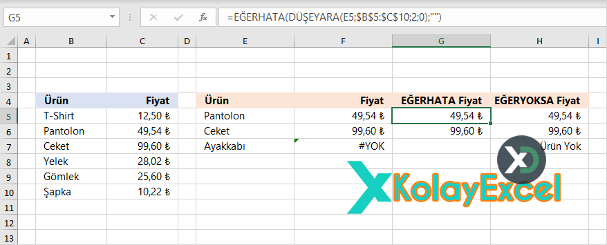 EĞERHATA Fonksiyonu