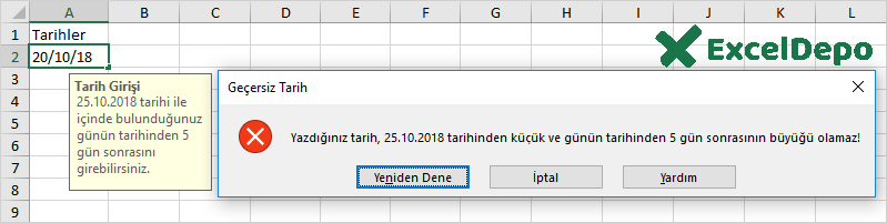 Geçersiz Tarih Girişlerini Reddetme
