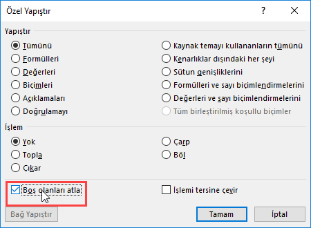 Boş Olanları Atla