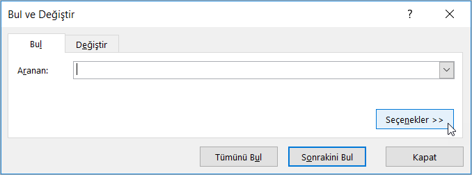Seçeneklere Tıklayın Seçeneklere Tıklayın