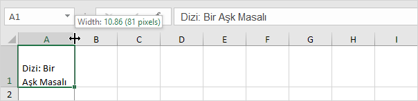 Sütun Genişliği Değişince