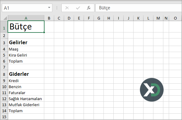 Excel'de Bütçe Dosyası Oluşturma