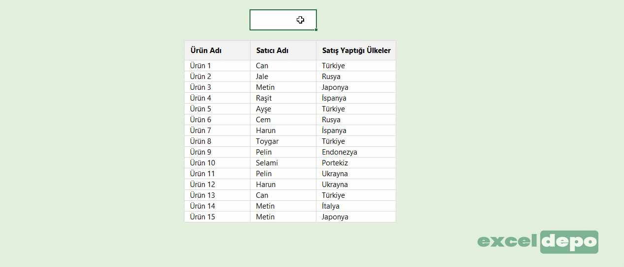 Koşullu Biçimlendirme ile Satırı Renklendirme