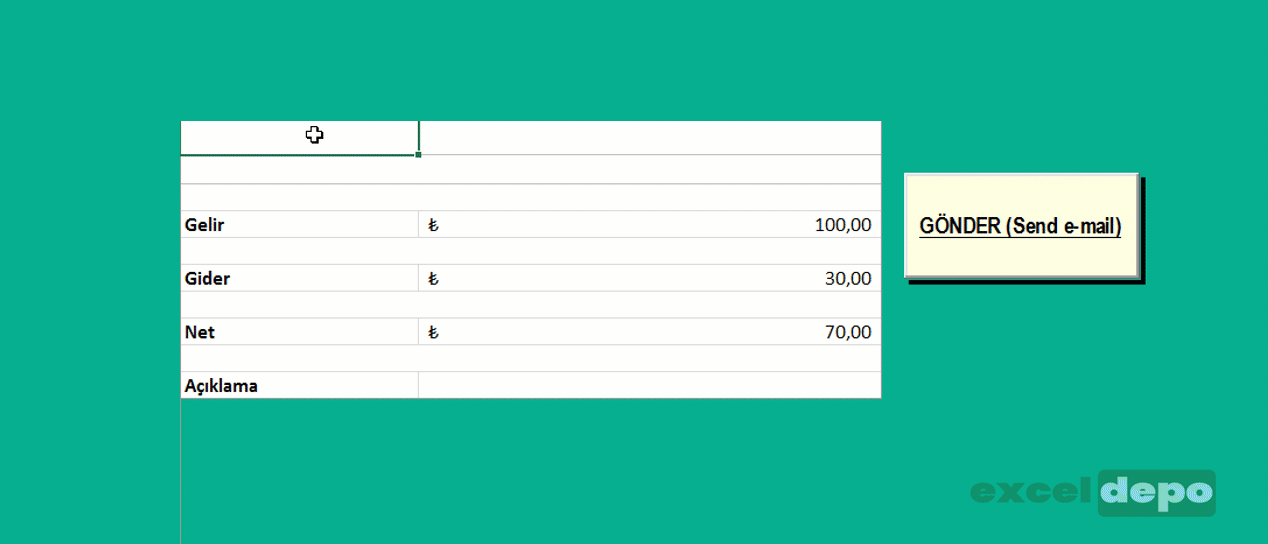 Excel Sayfasını PDF Olarak E-Posta Gönderme