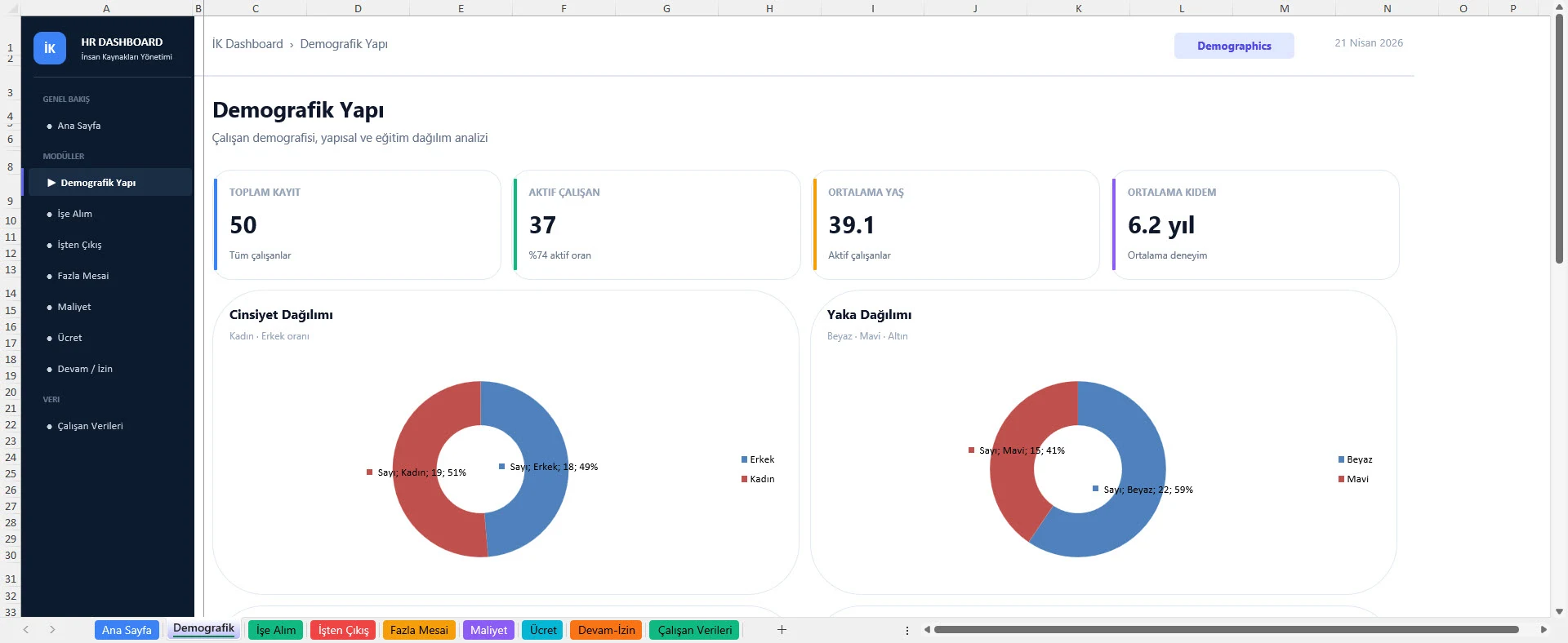 İK Analitik Gösterge Paneli ekranı