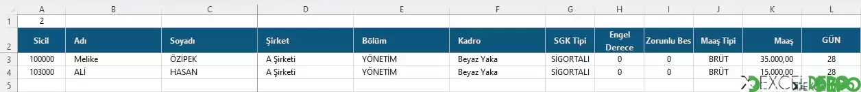 Otomatik Puantaj ve Maaş Listesi Oluşturma