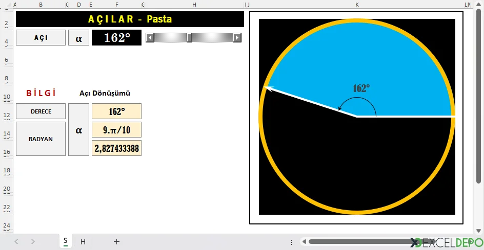 Pasta Grafik ile Açı Oluşturma
