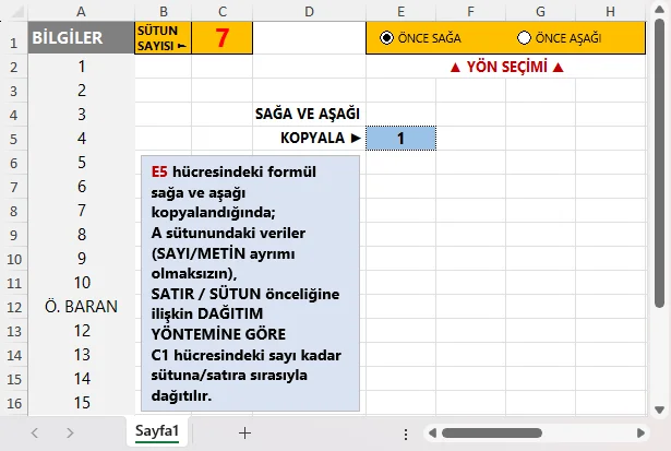 Alt Alta Sıralananları Yan Yana Opsiyonel Yazdırma