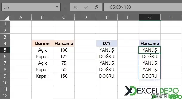 Otomatik Yeni Excel İşlevleri