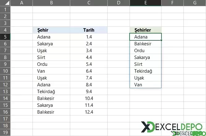 Dinamik Dizi Formülleri