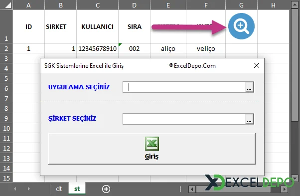 SGK Uygulamalarına Excel ile Giriş Yapma