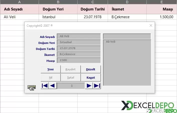 UserForm Nesnesi ile Veri Kaydetme