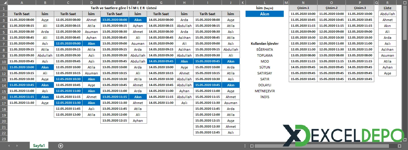 Çoklu Sütunlardaki Verileri Tek Sütunda Listeleme