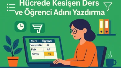 Hücrede Kesişen Ders ve Öğrenci Adını Yazdırma