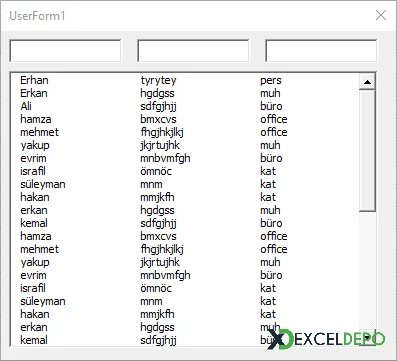 TextBox ile Çoklu Filtreleme