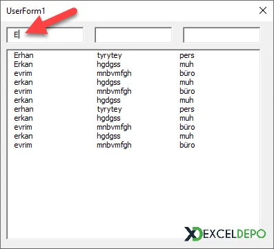 TextBox ile Çoklu Filtreleme