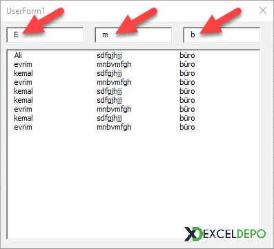 TextBox ile Çoklu Filtreleme